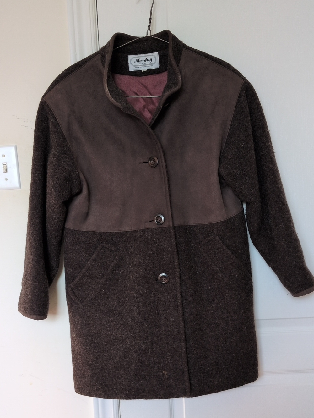 Men's Dark Brown Wool-Blend Pea Coat